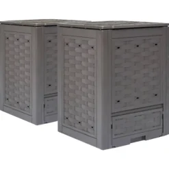 Trädgårdskompost 2 st brun 60x60x83 cm 600 L plastrotting