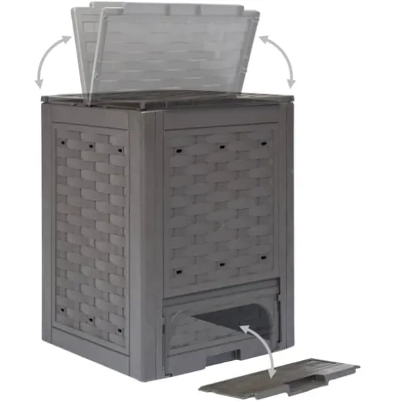 Trädgårdskompost 2 st brun 60x60x83 cm 600 L plastrotting - Trädgårdskompost - Trädgårdskomposter - Home & Living