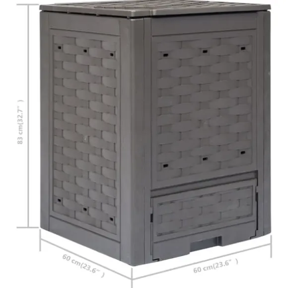 Trädgårdskompost 2 st brun 60x60x83 cm 600 L plastrotting - Trädgårdskompost - Trädgårdskomposter - Home & Living