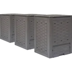 Trädgårdskompost 3 st brun 60x60x83 cm 900 L plastrotting - Trädgårdskompost - Trädgårdskomposter - Home & Living