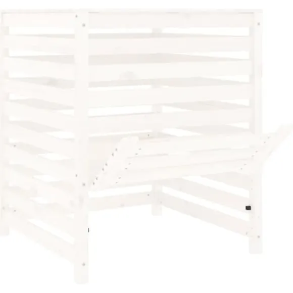 Trädgårdskompost av massiv furu - Hög kapacitet med praktiskt lock | Storlek: 82,5x82,5x99,5 cm | Färg: Vit