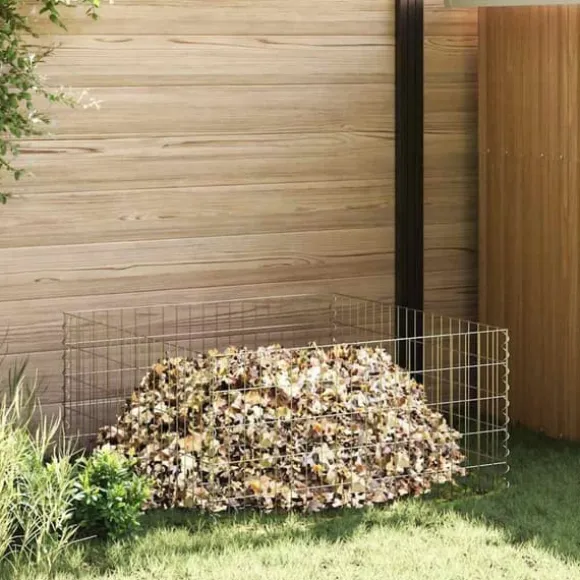 Trädgårdskompost i galvaniserat stål - Modulär stängselpanel | Färg: Metall | Storlek: 100x100x50 cm