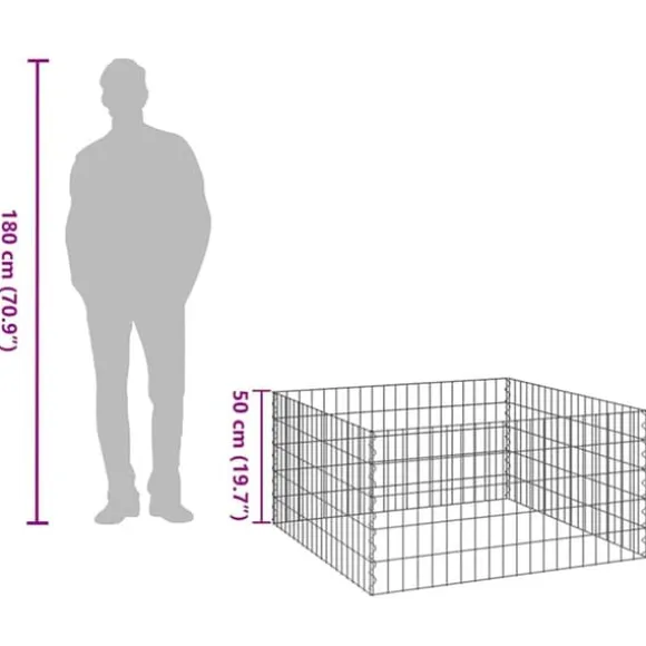 Trädgårdskompost i galvaniserat stål - Modulär stängselpanel | Färg: Metall | Storlek: 100x100x50 cm