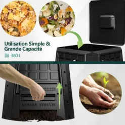 Trädgårdskompost, 78x64x80 cm, Svart