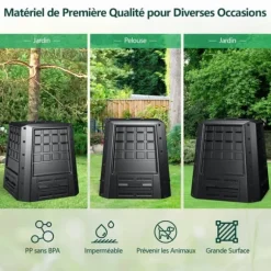 Trädgårdskompost, 78x64x80 cm, Svart