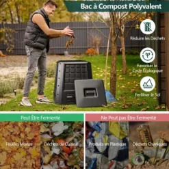 Trädgårdskompost, 78x64x80 cm, Svart