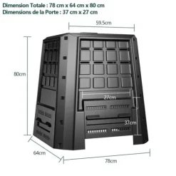 Trädgårdskompost, 78x64x80 cm, Svart