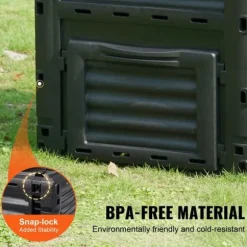 Trädgårdskompostbehållare 80 Gal, BPA-fri, stor kapacitet, utomhus, topplock, bottendörr, enkel montering, snabb bördig jord.