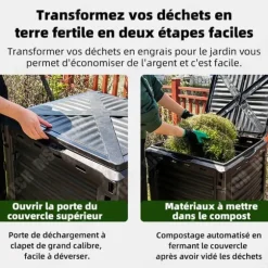 Trädgårdskompostör - TD - 300L - Svart - Återvunna material - Optimerad ventilation