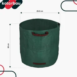 Trädgårdskorg för löv och gräs, rund, hopfällbar, 270 l, set om 2