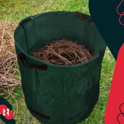 Trädgårdskorg för löv och gräs, rund, hopfällbar, 270 l, set om 2