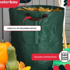 Trädgårdskorg för löv och gräs, rund, hopfällbar, 270 l, set om 2