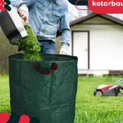 Trädgårdskorg för löv och gräs, rund, hopfällbar, stor, 635 l, set om 2