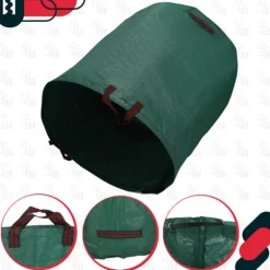 Trädgårdskorg för löv och gräs, rund, hopfällbar, stor, 635 l, set om 2