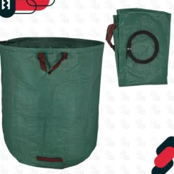 Trädgårdskorg för löv och gräs, rund, hopfällbar, stor, 635 l, set om 2