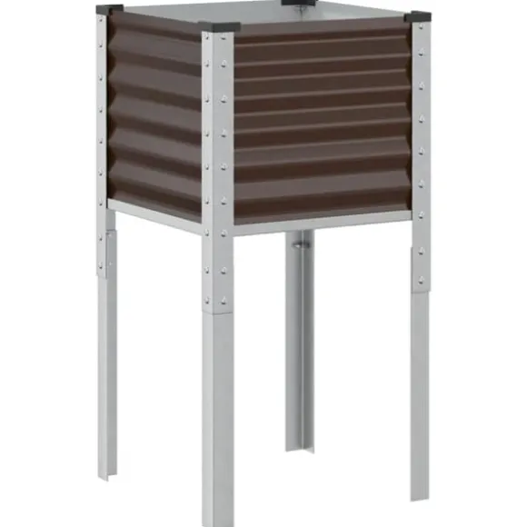 Trädgårdskruka i stål - Väderbeständig planteringslåda | Färg: Brun | Storlek: 45x45x88 cm