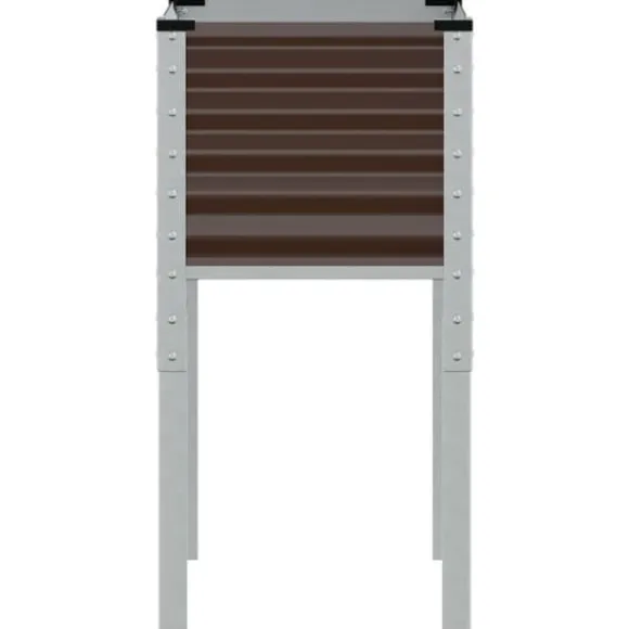 Trädgårdskruka i stål - Väderbeständig planteringslåda | Färg: Brun | Storlek: 45x45x88 cm