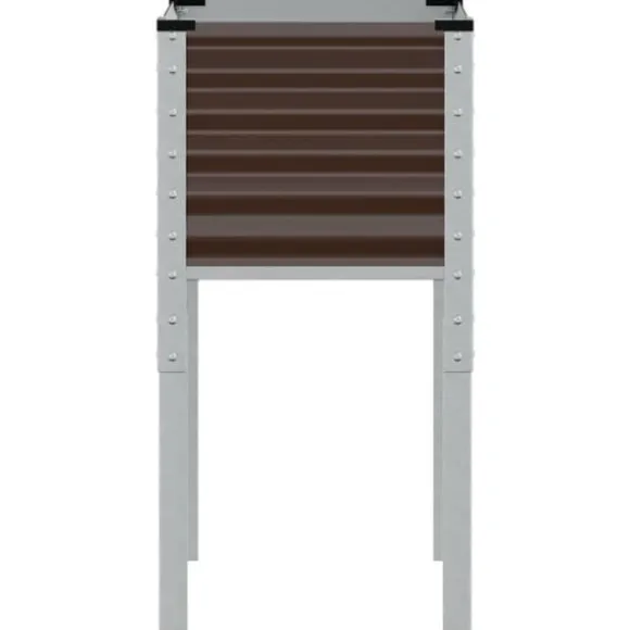 Trädgårdskruka i stål - Väderbeständig planteringslåda | Färg: Brun | Storlek: 45x45x88 cm