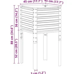 Trädgårdskruka i stål - Väderbeständig planteringslåda | Färg: Brun | Storlek: 45x45x88 cm