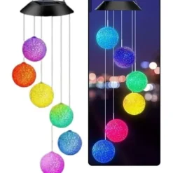 Trädgårdslampa - Lean LED solarlampor med färgglada klockor och bollar, 70 cm