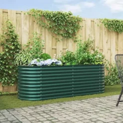 Trädgårdsodlingslåda i galvaniserat stål - Styrka & stil | Färg: Grön | Storlek: 240x80x81 cm