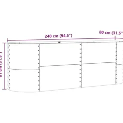 Trädgårdsodlingslåda i galvaniserat stål - Styrka & stil | Färg: Grön | Storlek: 240x80x81 cm
