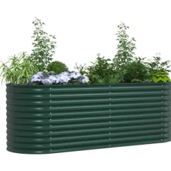 Trädgårdsodlingslåda i galvaniserat stål - Styrka & stil | Färg: Grön | Storlek: 240x80x81 cm