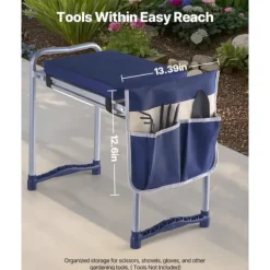 Trädgårdspall för Knäböj och Sittdyna, 28cm Bred Dyna, Hopfällbar 160kg, Halkfri Design