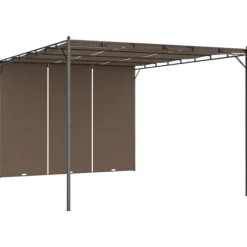 Trädgårdspaviljong med draperier 4x3x2,25 m taupe