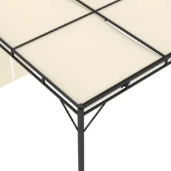 Trädgårdspaviljong med draperier 3x3 m - Solskydd för utomhusbruk | Färg: Gräddvit | Storlek: 3x3x2,25 m