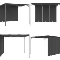Trädgårdspaviljong med draperier 3x3x2,25 m antracit - Solskydd - Sol Skydd - Home & Living
