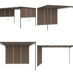 Trädgårdspaviljong med draperier 4x3x2,25 m taupe - Solskydd - Sol Skydd - Home & Living