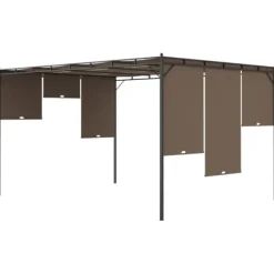 Trädgårdspaviljong med draperier 4x3x2,25 m taupe - Solskydd - Sol Skydd - Home & Living