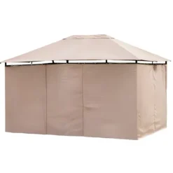 Trädgårdspaviljong 3x4m med sidoväggar och gardiner, vattentät, STRONG TENT