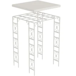 Trädgårdspergola, Metallkonstruktion, Lätt montering,180x180x270cm, VIT