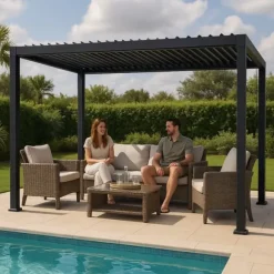 TRÄDGÅRDspergola 3x4m justerbart lamelltak ANTRACIT terrass ALUMINIUM