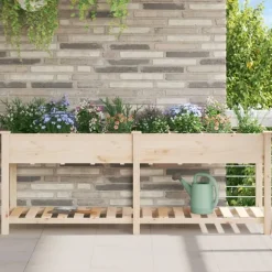 Trädgårdsplanterare Beige 203,5 x 53 x 76,5 cm Massivt Furu