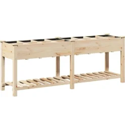 Trädgårdsplanterare Beige 203,5 x 53 x 76,5 cm Massivt Furu