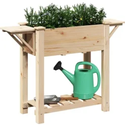 Trädgårdsplanterare Beige 111 x 37 x 76,5 cm Massivt Furu