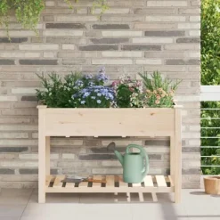 Trädgårdsplanterare med galler i massivt trä | Storlek: 115x59x76 cm | Färg: Furu