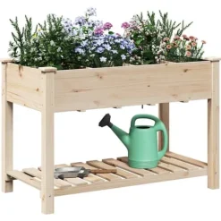 Trädgårdsplanterare med galler i massivt trä | Storlek: 115x59x76 cm | Färg: Furu