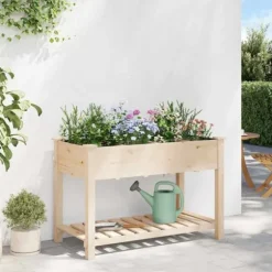 Trädgårdsplanterare med galler i massivt trä | Storlek: 115x59x76 cm | Färg: Furu