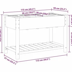 Trädgårdsplanterare med galler i massivt trä | Storlek: 115x59x76 cm | Färg: Furu