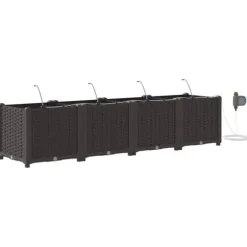 Trädgårdsplanterare med inbyggt bevattningssystem - Hållbar och stilren | Färg: Brun | Storlek: 160x40x37.5 cm