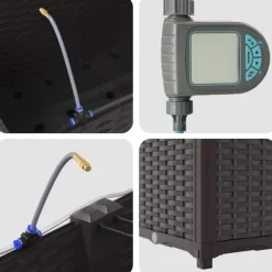 Trädgårdsplanterare med inbyggt bevattningssystem - Hållbar och stilren | Färg: Brun | Storlek: 160x40x37.5 cm