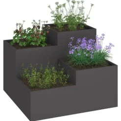 Trädgårdsplanterare Svart 80 x 80 x 60 cm Stål