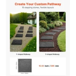 Trädgårdsplattor, 39,5x39,5x2,6 cm, Grå, Plast