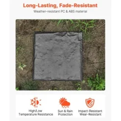 Trädgårdsplattor, 39,5x39,5x2,6 cm, Grå, Plast