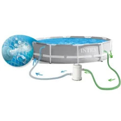 Trädgårdspool i ram 305 x 76 cm 15-i-1 INTEX 26702 + bubbelmaskin GRATIS