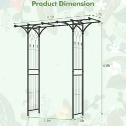 Trädgårdsport, 6.5x1.7x6.8 ft, Svart